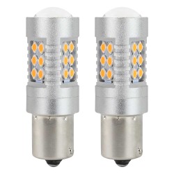 LED žiarovky do blinkrov 3030 24SMD 1156 BAU15S Amber 12V/24V