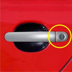 Škoda Fabia II - Kryty kľučiek malé, ABS strieborný, 2x s otvorom + 2x bez