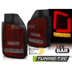VW T6 15-19 TWIN DOOR - zadné LED svetlá červeno dymová LED BAR s dynamickým blinkerom