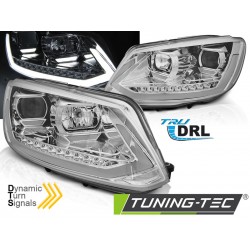 VW TOURAN 10-15 - predné chrom svetlá s LED denným svietením a dynamickým blinkerom