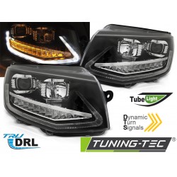 VW T6 15- - predné čierna svetlá TUBE LIGHT s LED denným svietením a dynamickým blinkerom