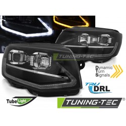 VW T6 15-19 - predné čierna svetlá TUBE LIGHT s dynamickým blinkerom