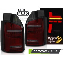 VW T6 15-19 dvojkrídlová verzia - zadné LED svetlá červeno dymová LED BAR s dynamickým blinkrom