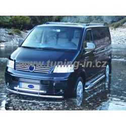 VW Transporter T5 - nerez chrom lišty prednej masky OMSA LINE