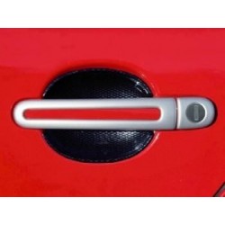 Škoda Fabia - kryty kľučiek, oválny otvor, ABS strieborné (4 + 4 ks, 2 zámky)