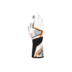 Kartingové rukavice Sparco K-TIDE+, s homologáciou FIA, farba bielo-oranžová