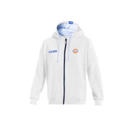 Sparco mikina na zips s kapucí Gulf, farba biela