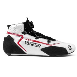 Závodné topánky Sparco RAPID s otočným mechanizmom zapínania, s homologáciou FIA, farba bielo-červená