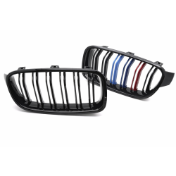BMW F30/F31 2011-2018 - Predná maska ​​double bar čierna lesklá s trikolórou