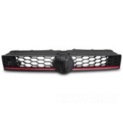 Volkswagen Polo 6R 2009-2017 - Predná mriežka SPORT STYL čierna lesklá s červenou linkou