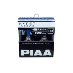 Autožiarovky PIAA Hyper Arros 5000K H8 - o 120 % vyššia svietivosť, jasne biele svetlo s teplotou 5000K