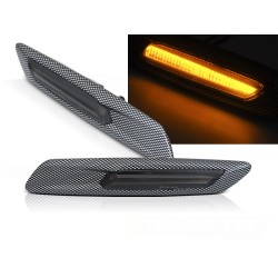 BMW F10/F11 10-13 - Bočné LED blikače - dymové karbón