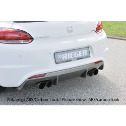 Rieger vložka zadného nárazníka pre R-Line zadný nárazník pre Volkswagen Scirocco 3 13 2-dver. vr. faceliftu, plast ABS bez povrchovej úpravy, pre dvojité koncovky na oboch stranách 4x90 mm