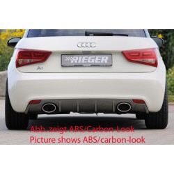 Rieger vložka zadného nárazníka pre Audi A1 8X 3-dver., 5-dver. (sportback) pred faceliftom, plast ABS bez povrchovej úpravy, mimo S-Line, pre športové koncovky na oboch stranách 140x90 mm