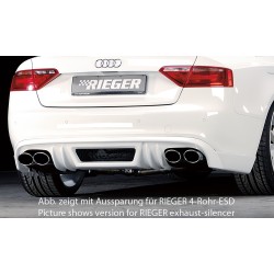 Rieger spojler pod zadný nárazník pre Audi A5 B8, B81 kabriolet, kupé pred faceliftom r.v. 06/07-07/11, plast ABS bez povrchovej úpravy, S-Line, pre orig. koncovku vliavo