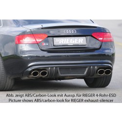 Rieger vložka zadného nárazníka pre Audi A5 B8, B81 Sportback pred faceliftom, plast ABS bez povrchovej úpravy, S-Line, pro orig. dvojité koncovky na obou stranách