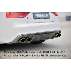 Rieger vložka zadného nárazníka pre Audi A5 B8, B81 kabriolet, kupé po faceliftu, plast ABS bez povrchovej úpravy, S-Line, pre orig. dvojitú koncovku vľavo