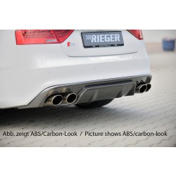 Rieger vložka zadného nárazníka pre Audi A5 B8, B81 kabriolet, kupé po faceliftu, plast ABS bez povrchovej úpravy, S-Line, pre dvojité koncovky na oboch stranách 115x85 mm