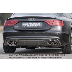 Rieger vložka zadného nárazníka pre Audi A5 B8, B81 Sportback po faceliftu, plast ABS bez povrchovej úpravy, S-Line, pre orig. dvojitú koncovku vľavo