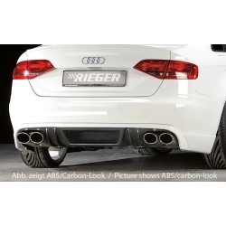 Rieger spojler pod zadný nárazník pre Audi A4 B8, B81 avant, sedan pred faceliftom r.v. 11/07-12/11, plast ABS bez povrchovej úpravy, mimo S-Line, pre dvojité koncovky na oboch stranách 4x115x85 mm