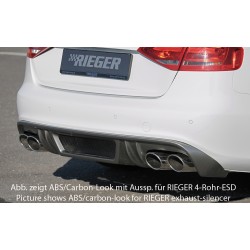 Rieger vložka zadného nárazníka pre Audi A4 B8, B81 avant, sedan pred faceliftom, plast ABS bez povrchovej úpravy, S-Line, pre orig. dvojitú koncovku vľavo