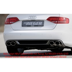 Rieger vložka zadného nárazníka pre Audi A4 B8, B81 avant, sedan pred faceliftom, plast ABS bez povrchovej úpravy, mimo S-Line, pre orig. dvojitú koncovku vľavo