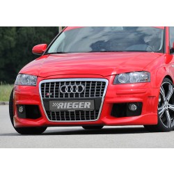 Rieger kompletný predný nárazník R-Frame pro Audi A3 8P 3-dver., 5-dver., Sportback, plast ABS bez povrchovej úpravy, s držáky pro originální mlhová světla, s rebrovaním
