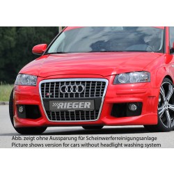 Rieger kompletný predný nárazník R-Frame pro Audi A3 8P 3-dver., 5-dver., Sportback, plast ABS bez povrchovej úpravy, s držáky pro originální mlhová světla, s rebrovaním, pro vozy s ostrekovačmi svetlometov