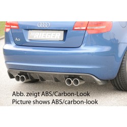 Rieger vložka zadného nárazníka pre Audi A3 8P 5-dver., Sportback po faceliftu, plast ABS bez povrchovej úpravy, pre športové koncovky na oboch stranách 4x76 mm