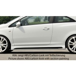 Rieger bočný prah mont. strana ľavá pro Opel Corsa D 3-dver. vr. faceliftu, r.v. 01/11-, 07/06-12/10, plast ABS bez povrchovej úpravy, s prelisom a výrezom