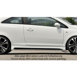 Rieger bočný prah mont. strana pravá pro Opel Corsa D 3-dver. vr. faceliftu, r.v. 01/11-, 07/06-12/10, plast ABS bez povrchovej úpravy, s prelisom a výrezom