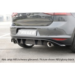 Rieger vložka zadného nárazníka pre Volkswagen Golf 7 vr. GTI, GTI Clubsport 3-dver., 5-dver. pred faceliftom, plast ABS bez povrchovej úpravy, pre športové koncovky na oboch stranách 100 mm
