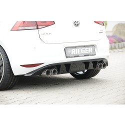 Rieger vložka zadného nárazníka pre Volkswagen Golf 7 vr. GTI, GTI Clubsport 3-dver., 5-dver. pred faceliftom, plast ABS lakovaný do čiernej lesklej farby, pre dvojité koncovky na oboch stranách