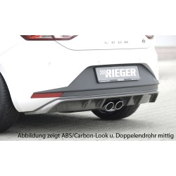 Rieger vložka zadného nárazníka pre Seat Leon FR 5F 3-dver. (sc), 5-dver. pred faceliftom, plast ABS lakovaný do čiernej lesklej farby, pre dvojité koncovky na oboch stranách