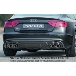 Rieger vložka zadného nárazníka pre Audi A5 B8, B81 Sportback po faceliftu, plast ABS lakovaný do čiernej lesklej farby, S-Line, pre orig. dvojitú koncovku vľavo