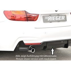 Rieger vložka zadného nárazníka pre BMW rad 4 F32, F33, F36 coupe (3-dver.), gran coupe (5-dver.), kabriolet vr. faceliftu, plast ABS lakovaný do čiernej lesklej farby, pre orig. koncovku vliavo