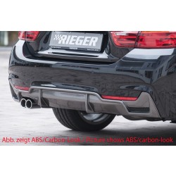 Rieger vložka zadného nárazníka pre BMW rad 4 F32, F33, F36 coupe (3-dver.), gran coupe (5-dver.), kabriolet vr. faceliftu, plast ABS lakovaný do čiernej lesklej farby, pre orig. dvojitú koncovku vľavo vr. mřížky