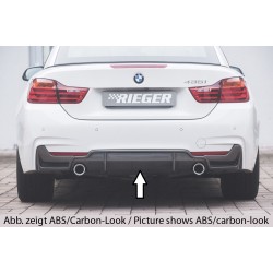 Rieger vložka zadného nárazníka (pouze 435i) pro BMW rad 4 F32, F33, F36 coupe (3-dver.), gran coupe (5-dver.), kabriolet vr. faceliftu, plast ABS lakovaný do čiernej lesklej farby, pre orig. koncovky na oboch stranách (435i/440i look) vr. mřížky