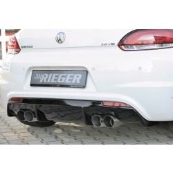 Rieger vložka zadného nárazníka pre R-Line zadný nárazník pre Volkswagen Scirocco 3 13 2-dver. vr. faceliftu, plast ABS lakovaný do čiernej lesklej farby, pre dvojité koncovky na oboch stranách 4x90 mm