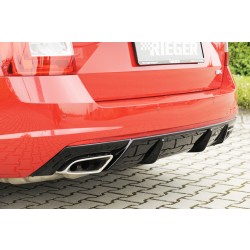 Rieger vložka zadného nárazníka pre Škoda Octavia RS 5E combi, sedan vr. faceliftu, plast ABS lakovaný do čiernej lesklej farby, pre vozidlá s nasadzovacím ťažným zariadením