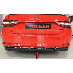 Rieger vložka zadného nárazníka pre Škoda Superb III 3T, 3V combi, sedan vr. faceliftu, plast ABS lakovaný do čiernej lesklej farby, pre vozidlá s ťažným zariadením