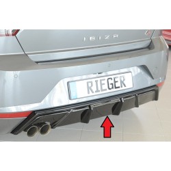 Rieger vložka zadného nárazníka pre Seat Ibiza FR KJ 5-dver., plast ABS lakovaný do čiernej lesklej farby, pre dvojitú koncovku vlevo 2x76 mm