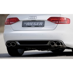 Rieger vložka zadného nárazníka pre Audi A4 B8, B81 avant, sedan pred faceliftom, plast ABS s povrchovou úpravou Carbon-Look, mimo S-Line, pre športové koncovky na oboch stranách 4x115x85 mm