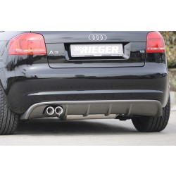 Rieger vložka zadného nárazníka pre Audi A3 8P 5-dver., Sportback po faceliftu, plast ABS s povrchovou úpravou Carbon-Look, pre dvojitú koncovku vlevo 2x76 mm