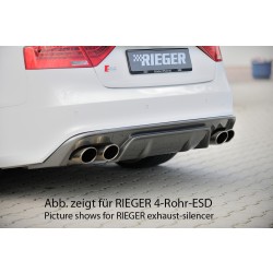 Rieger vložka zadného nárazníka pre Audi A5 B8, B81 kabriolet, kupé po faceliftu, plast ABS s povrchovou úpravou Carbon-Look, S-Line, pre orig. dvojitú koncovku vľavo