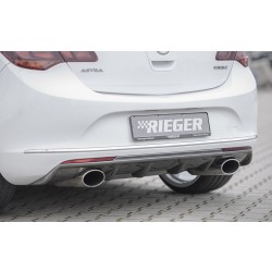 Rieger vložka zadného nárazníka pre Opel Astra J 5-dver., hatchback po faceliftu, plast ABS s povrchovou úpravou Carbon-Look, pre športové koncovky na oboch stranách 140x90 mm