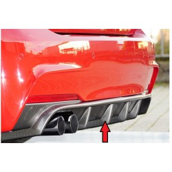 Rieger vložka zadného nárazníka pre BMW rad 3 F30, F31 sedan, touring vr. faceliftu, plast ABS s povrchovou úpravou Carbon-Look, pre orig. dvojitú koncovku vľavo