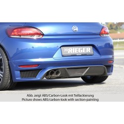Rieger spojler pod zadný nárazník pre Volkswagen Scirocco 3 13 2-dver. pred faceliftom r.v. 08/08-04/14, plast ABS s povrchovou úpravou Carbon-Look, pre dvojitú koncovku vlevo