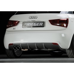 Rieger vložka zadného nárazníka pre Audi A1 8X 3-dver., 5-dver. (sportback) pred faceliftom, plast ABS s povrchovou úpravou Carbon-Look, pre dvojitú koncovku vlevo 2x76 mm