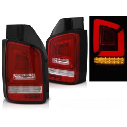 VW T5 10-15 - zadné LED svetlá červeno biela LED BAR s dynamickým blinkerom